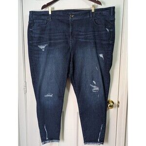 Lane Bryant Distressed Skinny Jeans Womens 28 Dark Blue Denim Pockets Stretch
